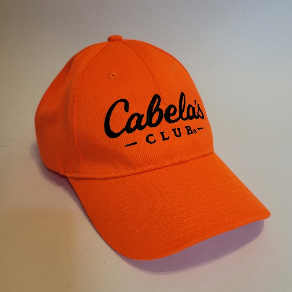 Cabela's Club Hat Cap Adult Orange Adjustable Strap Outdoor Hunting Embroidered